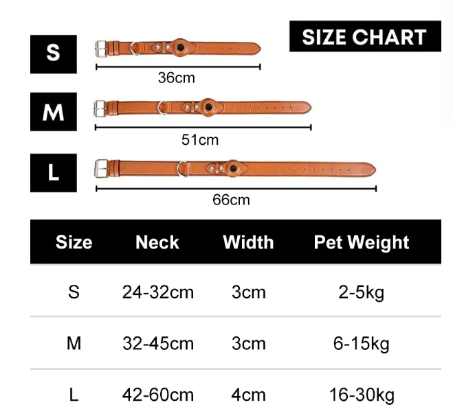 SmartTrack AirTag Halsband - Premium Leren GPS Halsband voor Honden