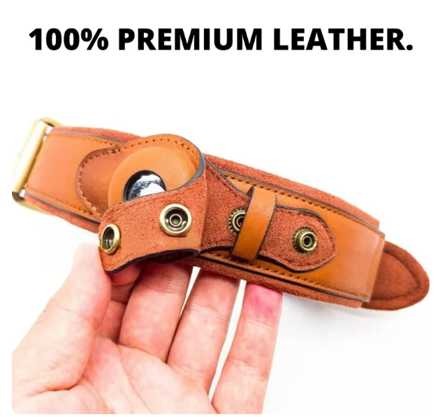 SmartTrack AirTag Halsband - Premium Leren GPS Halsband voor Honden