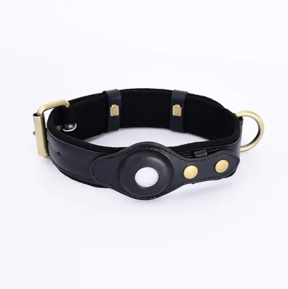 SmartTrack AirTag Halsband - Premium Leren GPS Halsband voor Honden