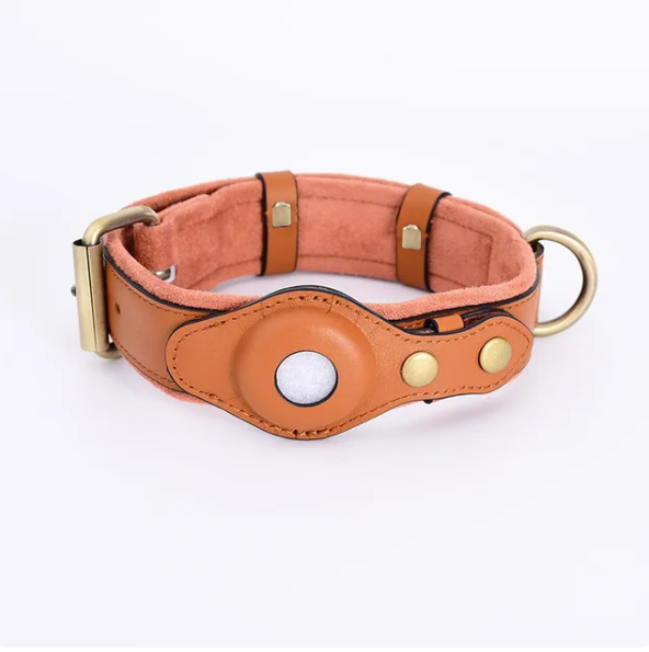 SmartTrack AirTag Halsband - Premium Leren GPS Halsband voor Honden