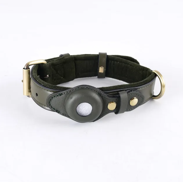 SmartTrack AirTag Halsband - Premium Leren GPS Halsband voor Honden