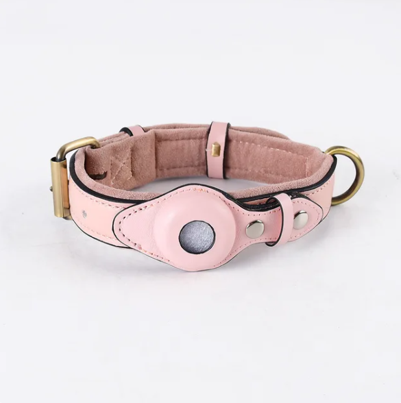 SmartTrack AirTag Halsband - Premium Leren GPS Halsband voor Honden