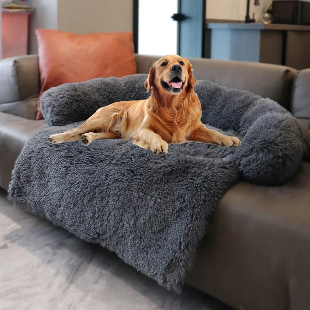 SnugNest Luxe Pluche Hondenbank voor Grote en Kleine Honden
