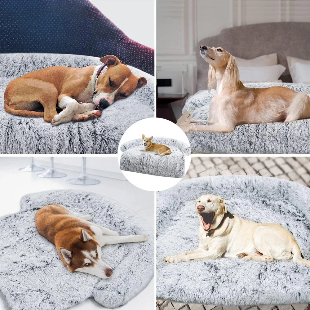 SnugNest Luxe Pluche Hondenbank voor Grote en Kleine Honden