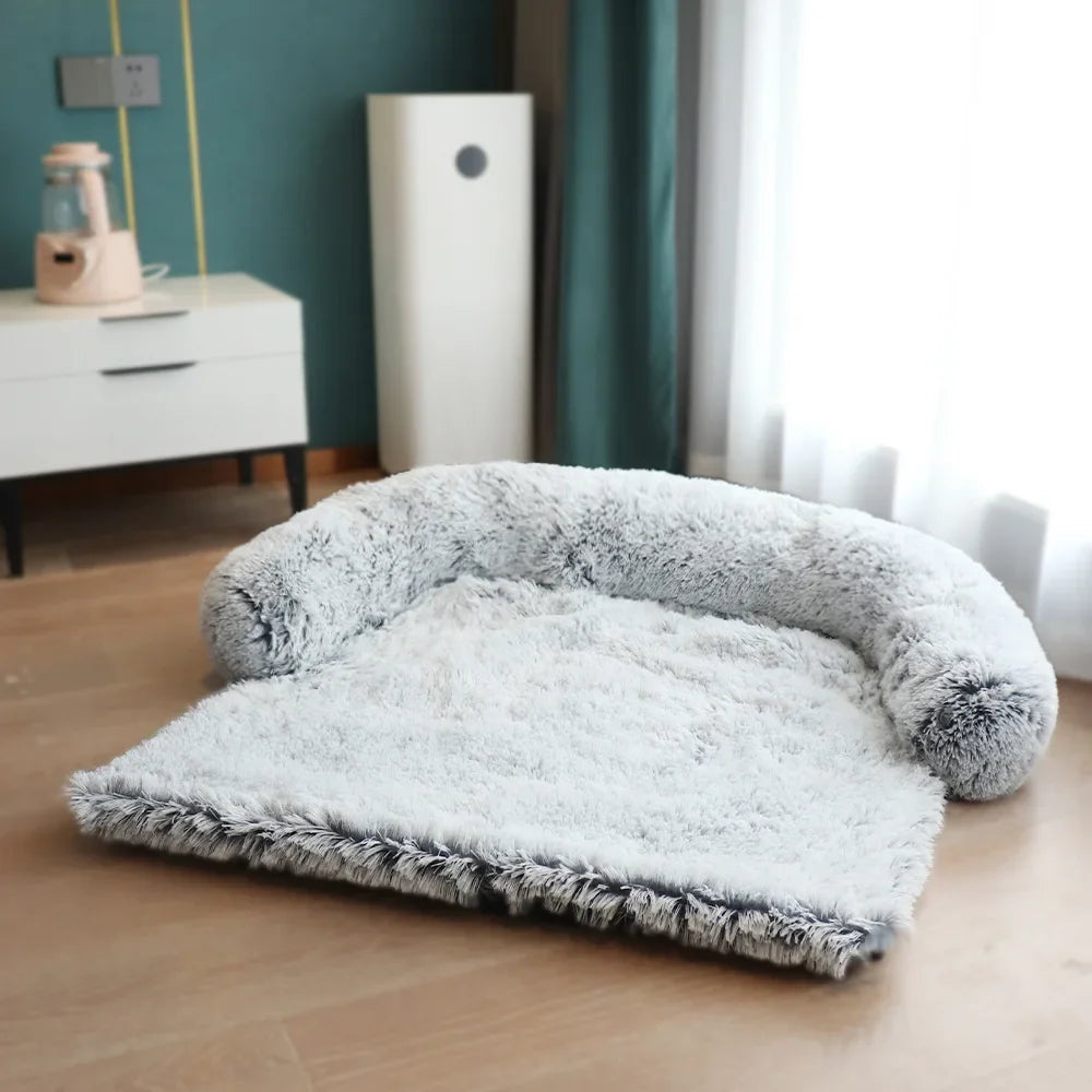 SnugNest Luxe Pluche Hondenbank voor Grote en Kleine Honden